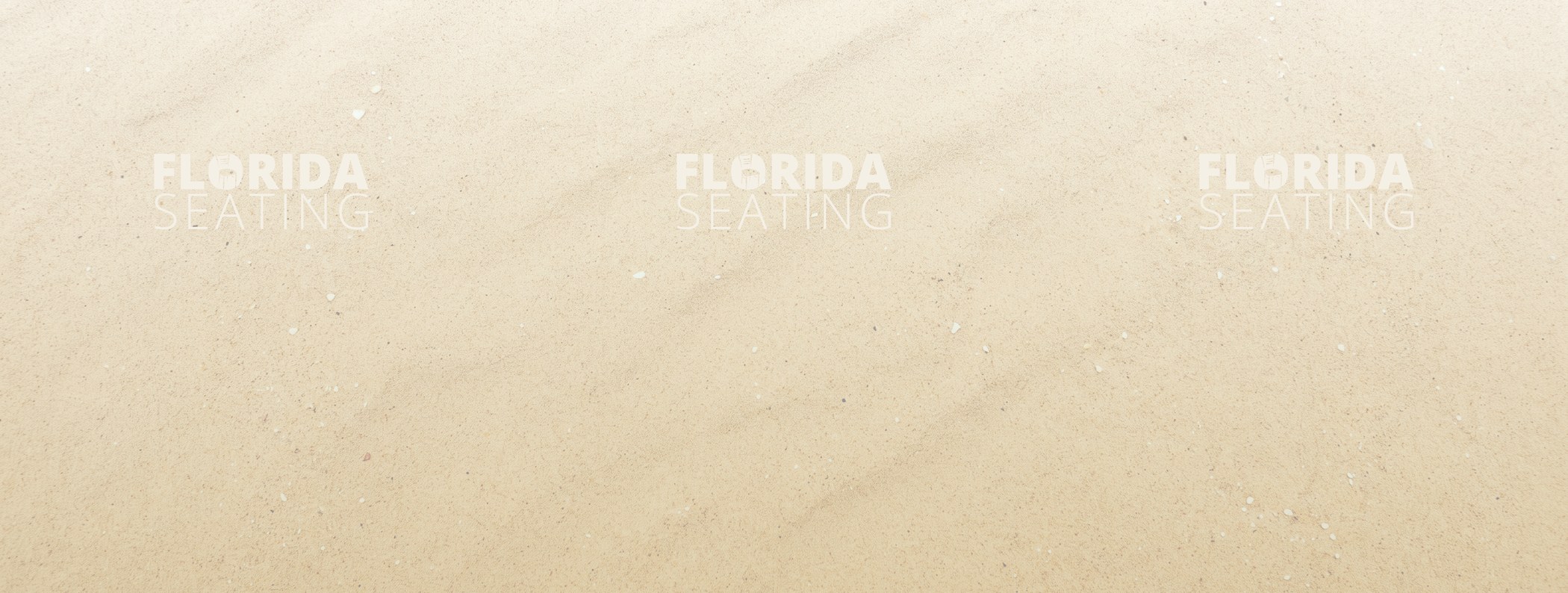 Design E: horizon gradient with slight sand grain and three small off-white logos centred 60 inches above the floor