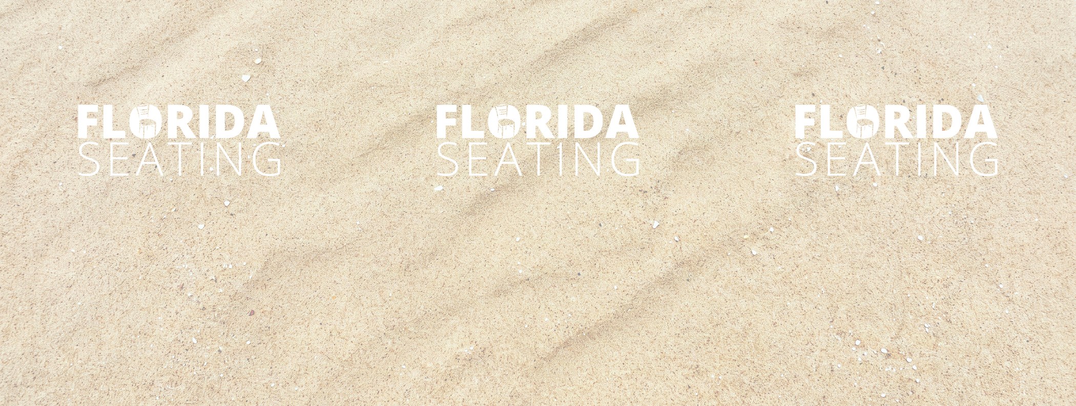 Design D2: photographic sand texture, strong grain, three white logos 44 inches wide