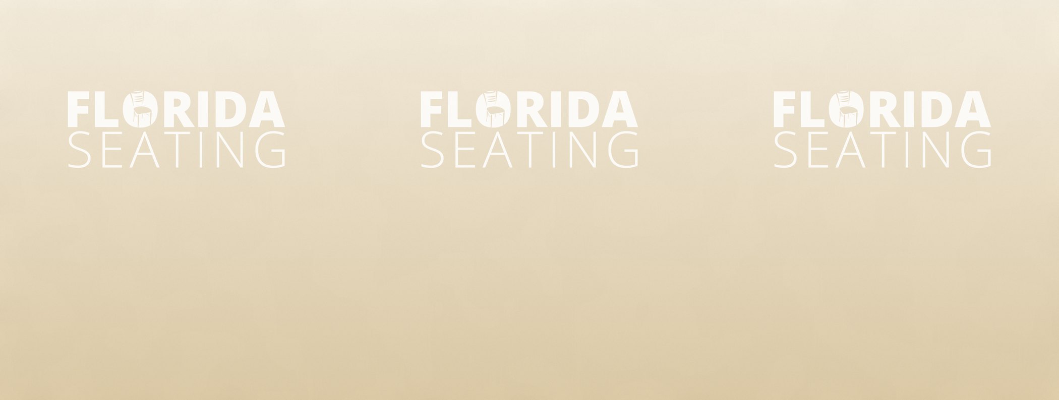 Design C: flat gradient from pale sand to deeper sand with three white logos 48 inches wide