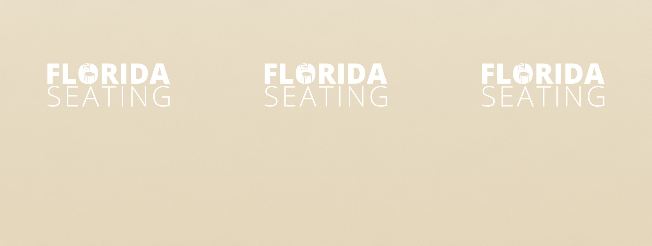 Design A: flat light sand with three white logos